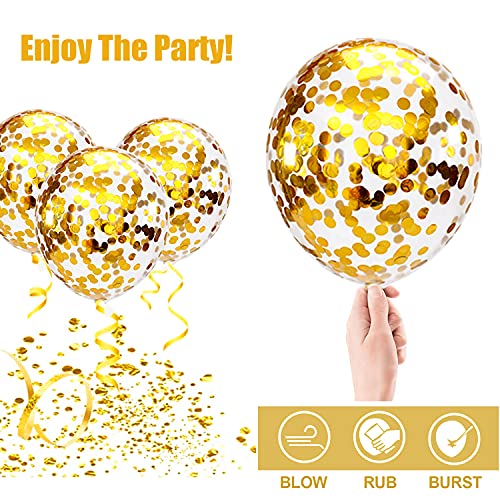 38PCS Graduation Balloons Set - Black & Gold Confetti Decor