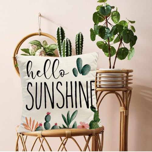 Summer Green Cactus Throw Pillow Covers - 18x18 inch (Pack of 4)