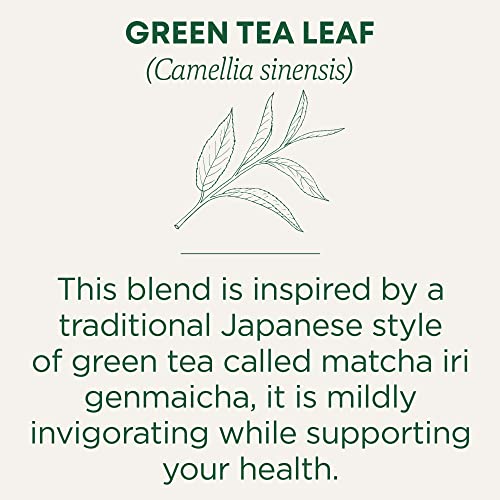 Organic Green Tea Matcha Genmaicha - 96 Tea Bags, Caffeine-Free
