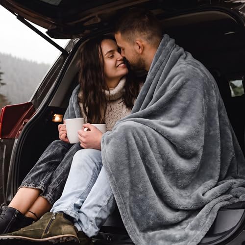 Bedsure GentleSoft Twin Fleece Blanket - 300GSM Cozy Grey