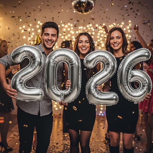 16-Inch Silver Graduation Balloons - Class of 2026 Party Decor
