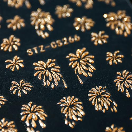 Flywindy 6 Sheets Spark Pattern Nail Art Stickers 3D Self-Adhesive Decals