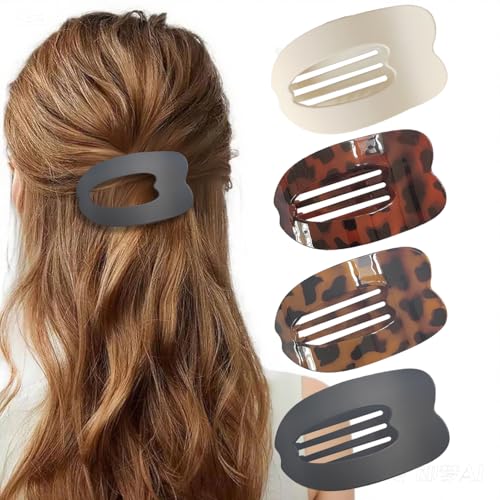 DANRENPANG 4 PCS Flat Claw Clips, Large Lay Flat Hair Clips for Thick and Thin Hair