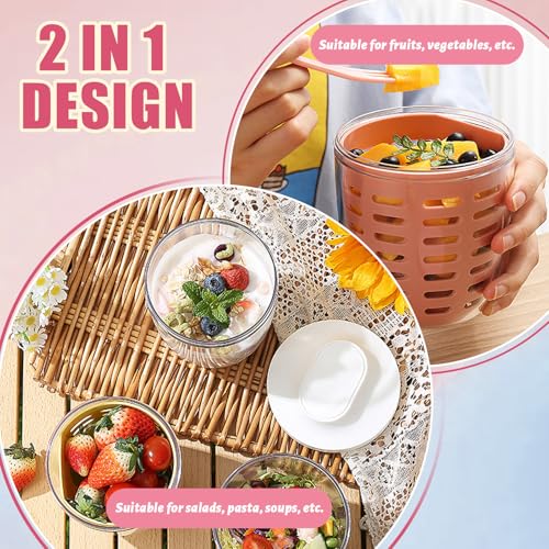 20oz BPA-Free Fruit Salad Storage Container with Fork & Lids