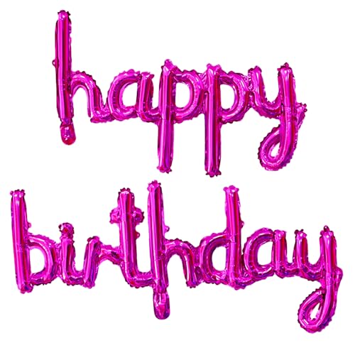 Hot Pink Happy Birthday Balloon Banner - 16 Inch Mylar Foil Decoration