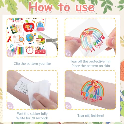 100 Days of School Temporary Tattoos - 200+ Party Favors & Classroom Rewards
