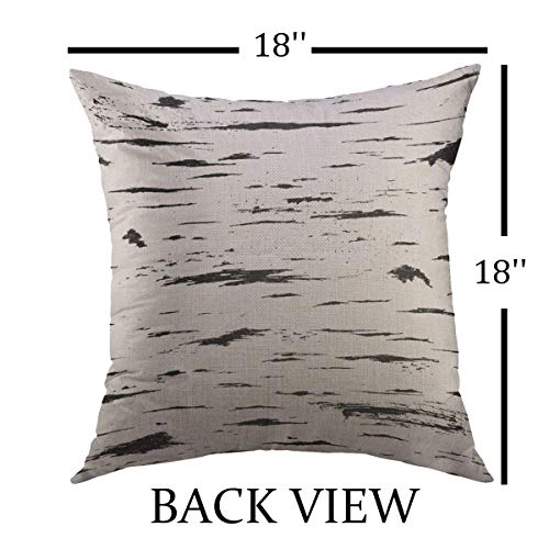 Mugod Cotton Linen Decorative Throw Pillow Cover - 18x18 Inch White Tree Pattern