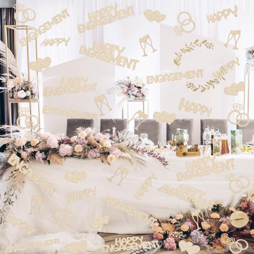 Gold Champagne Happy Engagement Confetti Decorations for Party & DIY Crafts