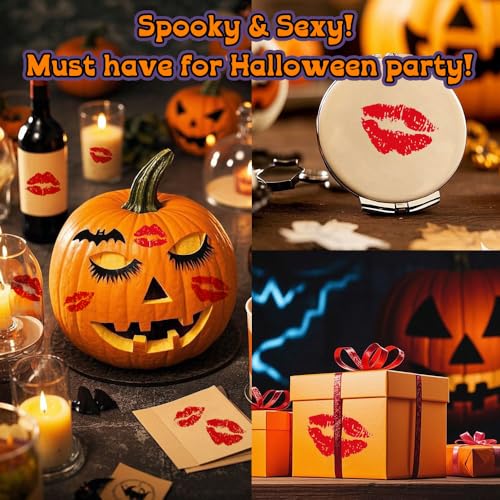 DEXUHE Red Lip Kiss Temporary Tattoos - 108 Pcs Waterproof Fake Lip Print Stickers for Halloween and Parties