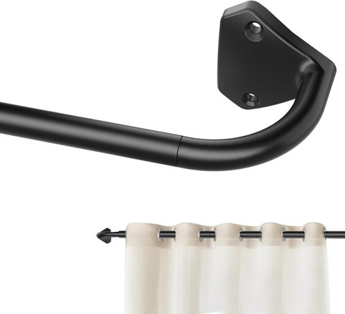 GXOACKJ Black Curtain Rods - Adjustable 5/8 Inch Wrap Around Design for Windows 28-60 Inch