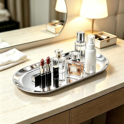 12" x 4.8" Stainless Steel Decorative Tray for Jewelry & Cosmetics