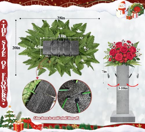 Artificial Cemetery Flower for Grave with Secure Saddle - Christmas & Memorial Decor