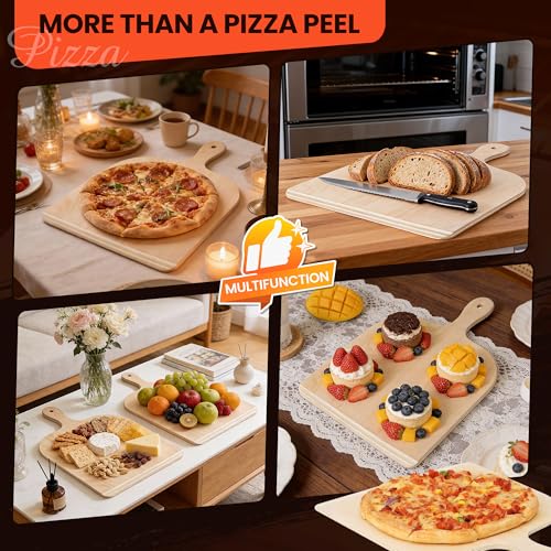 Gicyiit 11-Inch Wooden Pizza Peel with Beveled Edge for Easy Launching