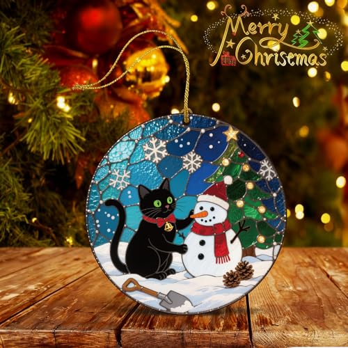 2025 Black Cat Christmas Ornaments - Funny 2D Acrylic Decor