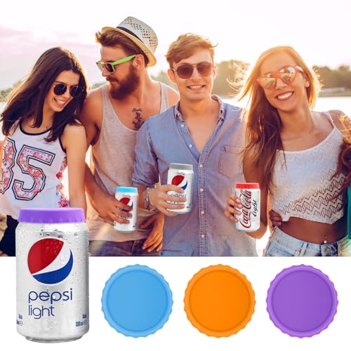 6-Pack Silicone Soda Can Lids - Reusable BPA-Free Covers for Standard Cans