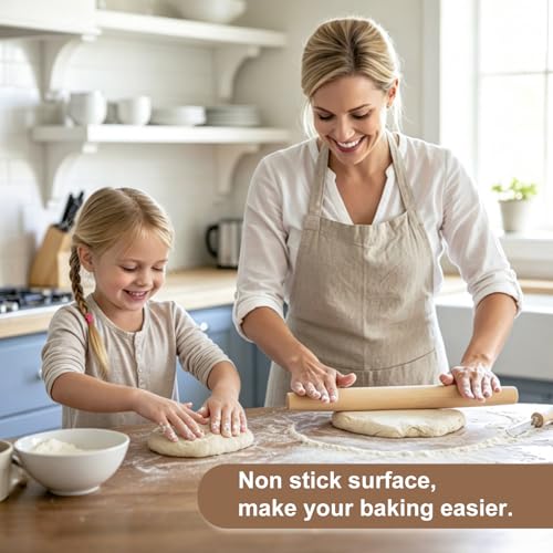 17-Inch French Beech Wood Rolling Pin for Baking & Pastry Dough