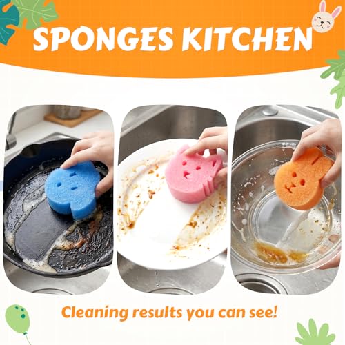 ACoco 12 Pcs Temperature Sensitive Dual-Sided Dog Scrub Sponges Non-Scratch