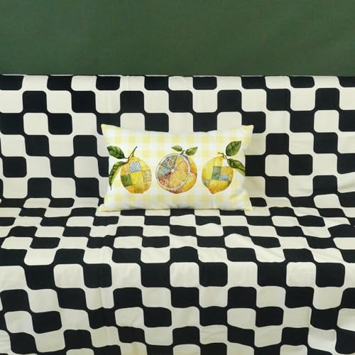 ONWAY Lemon Yellow Buffalo Plaid Throw Pillow Cover 12x20