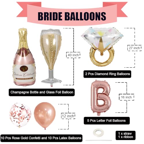 29-Piece Rose Gold BRIDE Balloon Kit for Bachelorette Party Decor