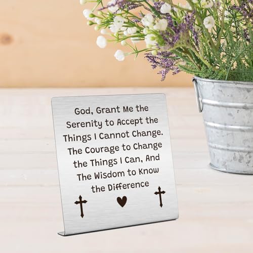 Serenity Prayer Stainless Steel Plaque Christian Inspirational Decor Sign