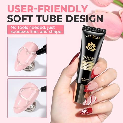 UNA GELLA 3D Nail Sculpting Gel & Art Glue 15g - Clear No Wipe Gel