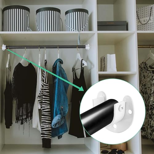 White Stainless Steel Closet Rod Bracket Support for 1-1/2 Inch Rods