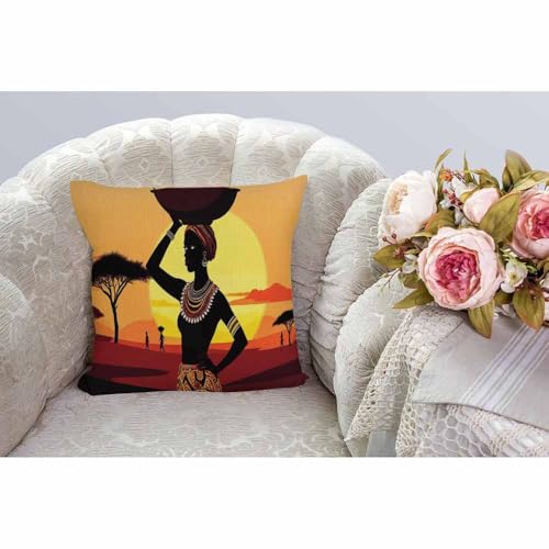 HGOD DESIGNS African Woman Throw Pillow Case - Design 01, 18x18