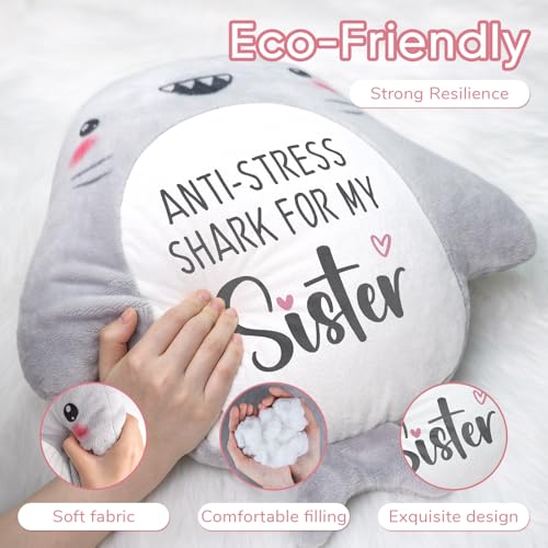 Shark Plush Throw Pillow - Funny Birthday Gift for Sister, 15 Inch