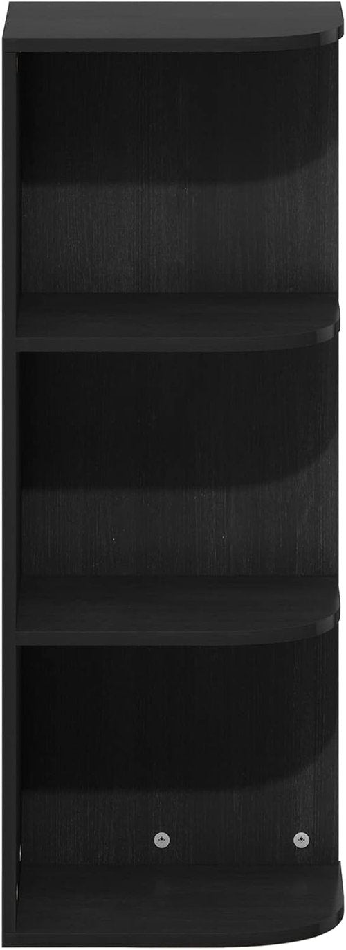 Furinno PASIR 3-Tier Corner Bookshelf - Open Shelf Bookcase for Organization | Blackwood Finish, 9.3 x 12 x 31.5
