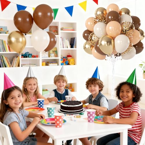 50 Pcs Brown & Gold Balloons - 12 Inch for Woodland & Cowboy Parties
