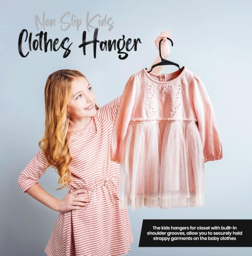 Utopia Home Kids Hangers Pack of 20 - 11.5 Inch Non-Slip Baby Closet Hangers Black