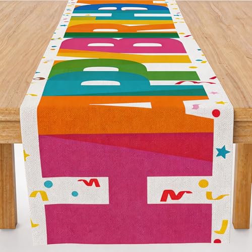 Happy Birthday Table Runner - 100% Polyester Decorations 73x13.8in