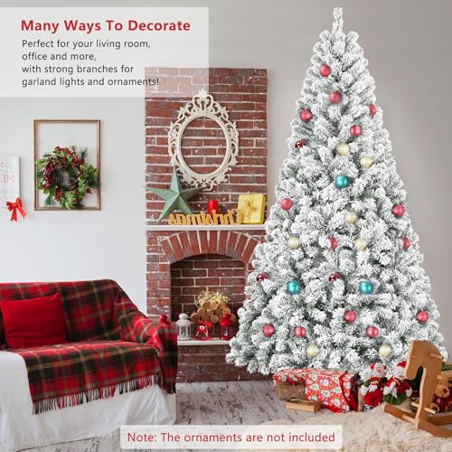 Flocked Unlit 5ft Artificial Christmas Tree with Snowy Look and Premium PVC Branches - Indoor Holiday Decor