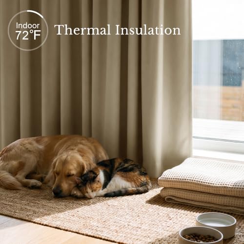 NICETOWN Thermal Insulated Room Darkening Curtains, Cocoa Eggnog, 42"W x 63"L (Pack of 2)