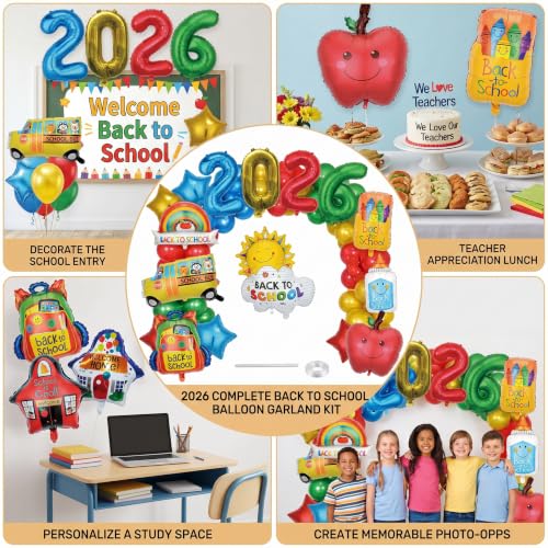 16-Piece 2026 Back to School Foil Balloon Set for Classroom Decorations
