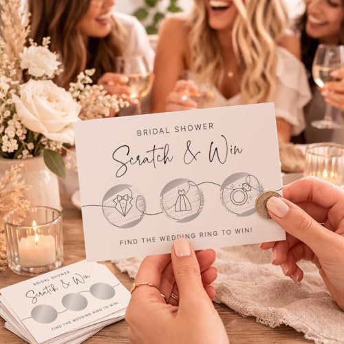 Bridal Shower Scratch-Off Game - Find the Wedding Ring for 25 Guests