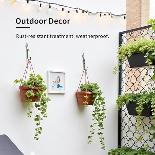Worth Garden 6-Pack Heavy Duty Leaf-Shaped Wall Hooks - Aged Silver for Plants & Bird Feeders