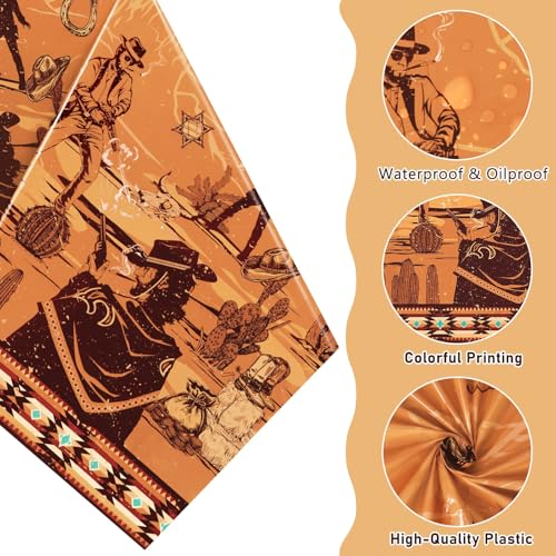 WERNNSAI Western Cowboy Tablecloth - 54x108 Inch Party Decor
