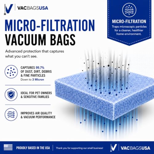 VacBagsUSA 3 Micro-Filtration Vacuum Bags for Eureka MM - Replacement, Pet & Sensitive Family Use