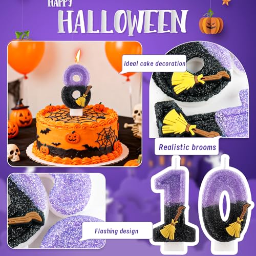 Magic Broom Number 7 Birthday Candle for Wizard Theme Parties