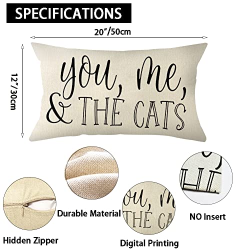Farmhouse Cat Pillow Cover 12x20 Inch - You Me and The Cats