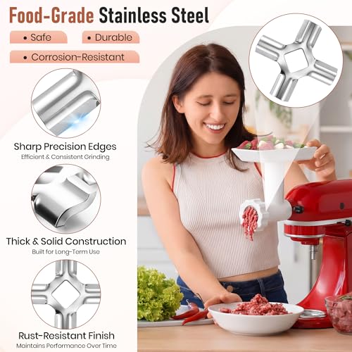 2 Pack Stainless Steel Meat Grinder Blades for KitchenAid FGA