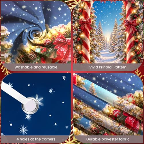 Christmas Door Banner Cover - Winter Wonderland Candy Cane Arch, Style A, 71x35 Inches
