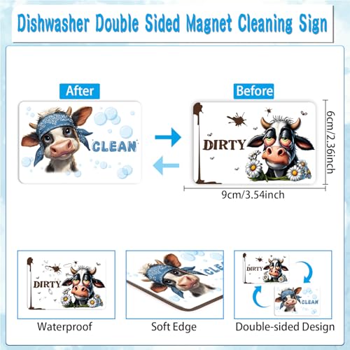 Cosmisun Funny Cow Dishwasher Magnet - Clean Dirty Sign