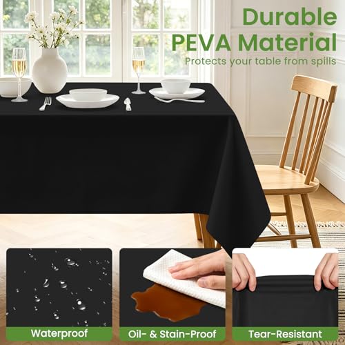2 Pack Waterproof Black Disposable Tablecloths 54x108 in