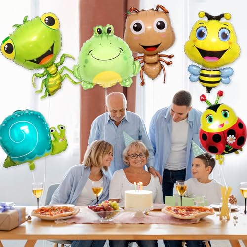 6-Piece Insect and Animal Foil Balloon Set for Garden Themed Parties