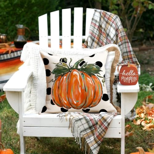 RABUSOFA Fall Pumpkin Pillow Covers 18x18 Autumn Orange Decor