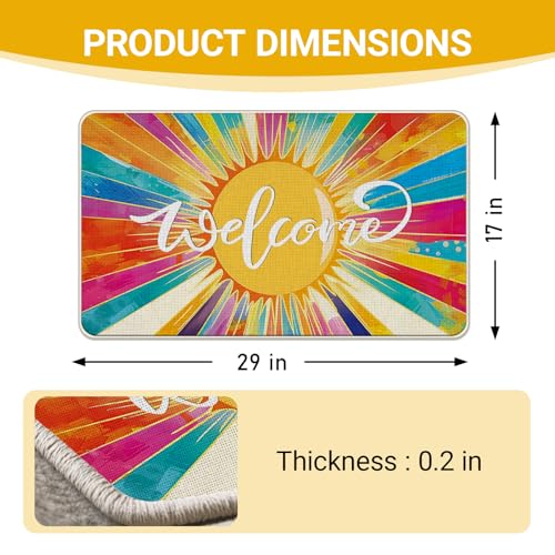 Colorful Sunshine Welcome Doormat - Non-Slip Indoor/Outdoor Rug