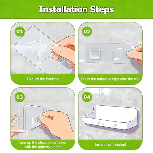 Acrylic Wall Mounted Storage Organizer Set - Drill-Free Bathroom Caddy
