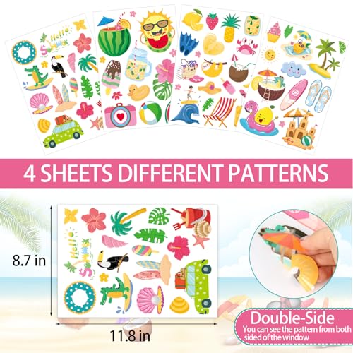 Summer Window Clings - 63 Double-Sided Beach Theme Stickers
